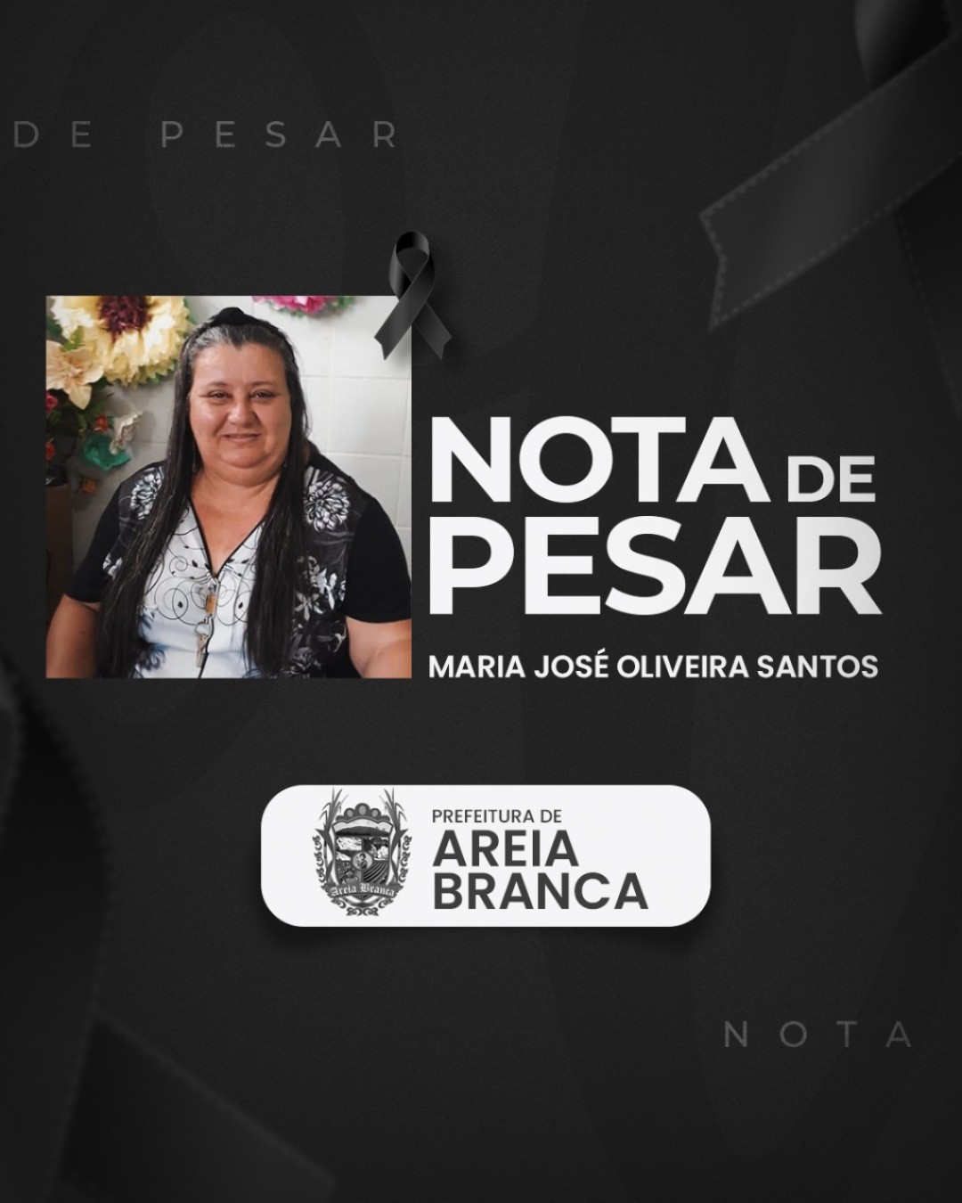 Prefeitura emite nota de pesar pelo falecimento da diretora da Escola Josefa Inocência, Maria José
