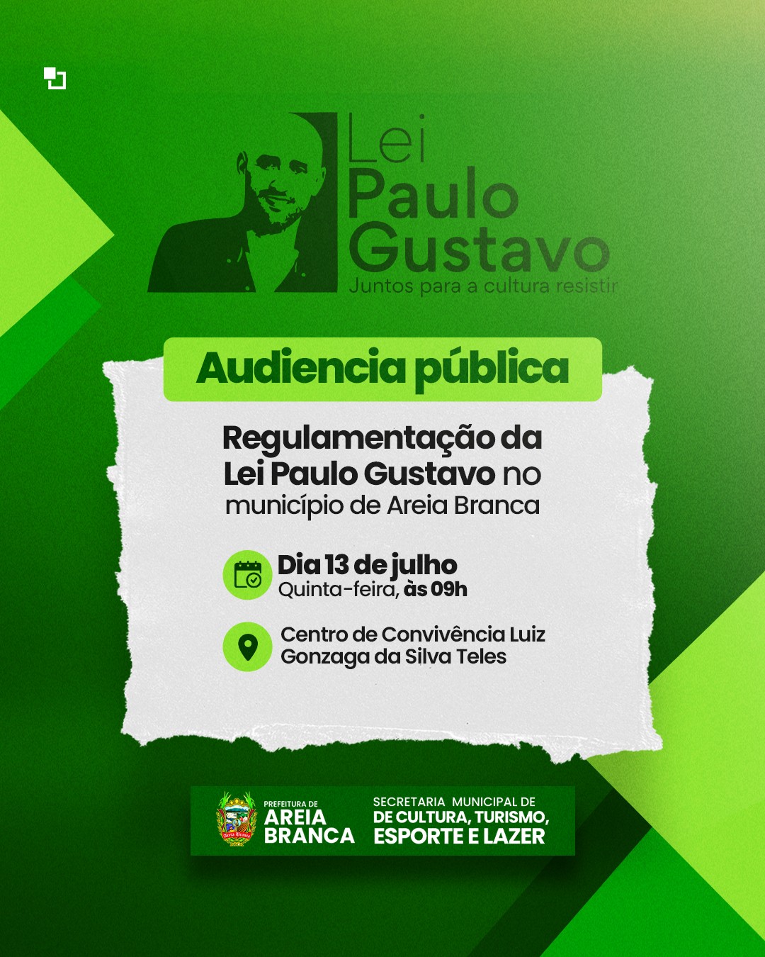 Prefeitura realiza audiência pública, presencial, sobre a Lei Paulo Gustavo