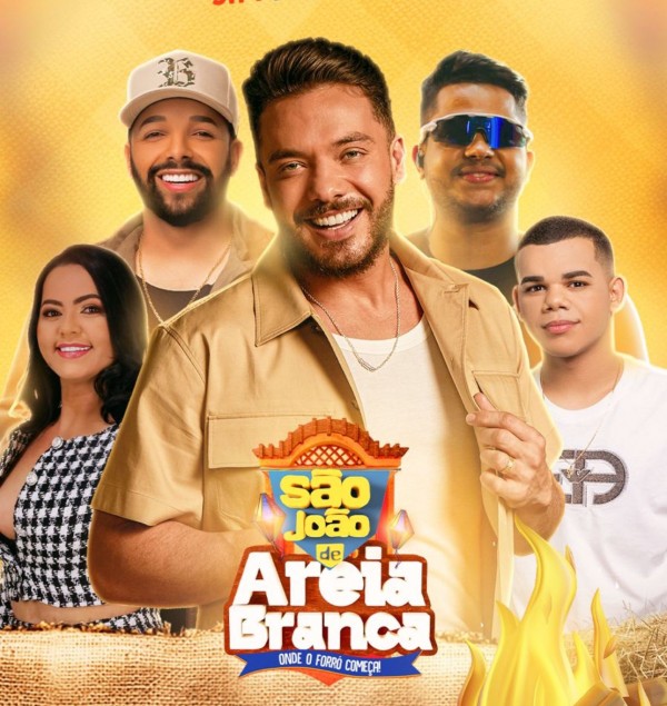 Safadão, Unha Pintada e Mikael Santos se apresentam hoje no São João de Areia Branca. Confira a programação completa: